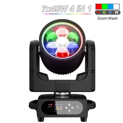 JMS WEBB Waterproof LED Beam+Wash 7x40W RGBW/RGBL/ RGBLAC Zoom Light