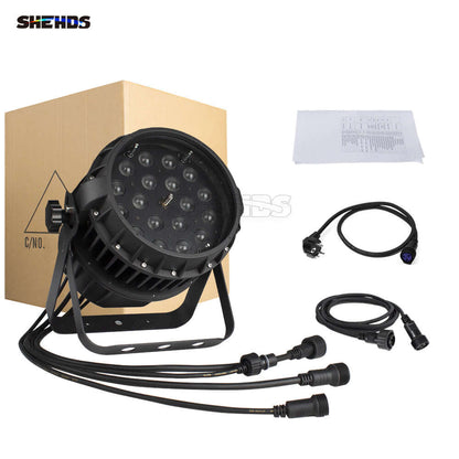 SHEHDS IP65 Waterproof LED Zoom Par Light 18x18W 6in1 RGBWA+UV