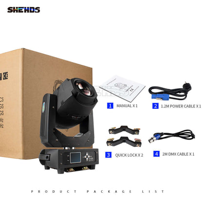 SHEHDS 200W LED Gobo Moving Head Light – 6/18 DMX Channels, Multi-Color Rotating Patterns