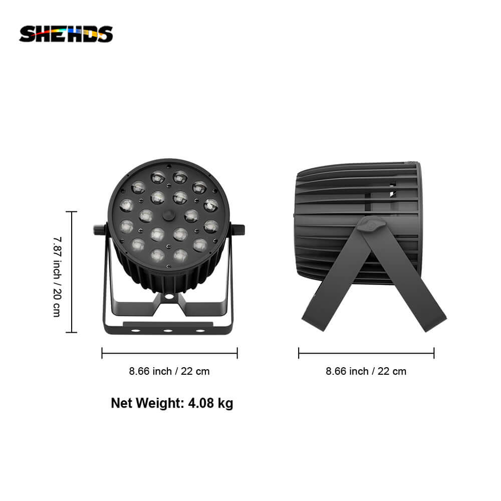 SHEHDS New Version LED Zoom & Wash Par 18x18W RGBWA UV 6in1 Light Big Aluminum Alloy