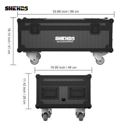 SHEHDS Rechargeable Flight Case For 6 / 8 / 10 pcs 6x18W 6in1 RGBAW+UV Wireless Remote Control Wifi Battery Uplight With Silent Wheels