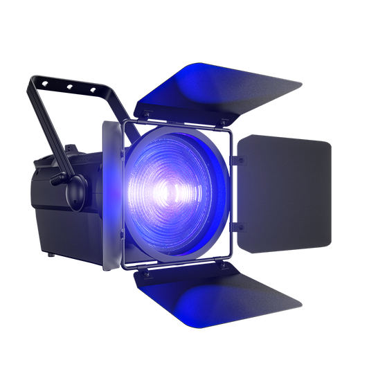 SHEHDS 250W/350W LED Fresnel Spotlight RGBWAUV/RGBLAC/RGBW/RGBL/Warm+Cool White Stage Lighting with Barndoors & Pulse Strobe