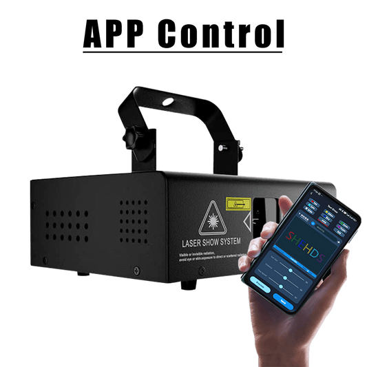 SHEHDS APP Control 1W RGB Laser Projector – Double Pattern Animation, DMX Compatible Stage Scanner Light